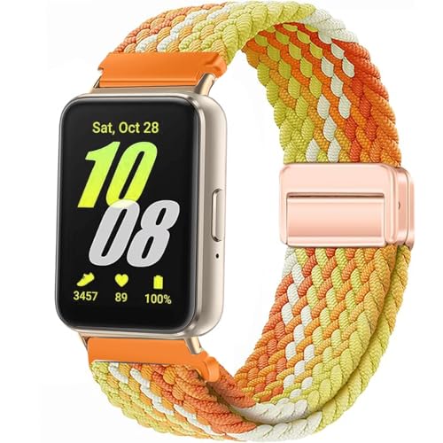 Issinlky Nylon Flechtband Kompatibel mit Samsung Galaxy Fit 3, Elastisches Magnetisches Schnallenband für Samsung Galaxy Fit 3 SM-R390 Herren Damen von Issinlky