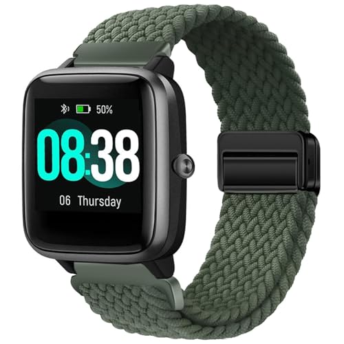 Issinlky Nylon Geflechtband für Veryfitpro ID205L, 19mm elastisches Armband für GRV FC1 IDW15 ID205S ID205G ID215G ID216 ID205L YM205L Uwatch3 Ufit GT BV205L TE021 SW020 SW021 SW023 Smartwatch von Issinlky