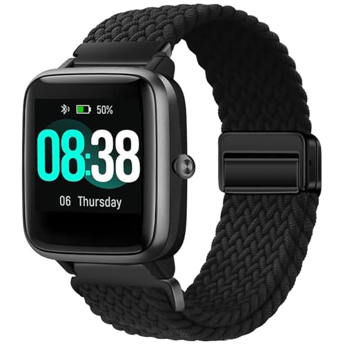 Issinlky Nylon Geflechtband für Veryfitpro ID205L, 19mm elastisches Armband für GRV FC1 IDW15 ID205S ID205G ID215G ID216 ID205L YM205L Uwatch3 Ufit GT BV205L TE021 SW020 SW021 SW023 Smartwatch von Issinlky