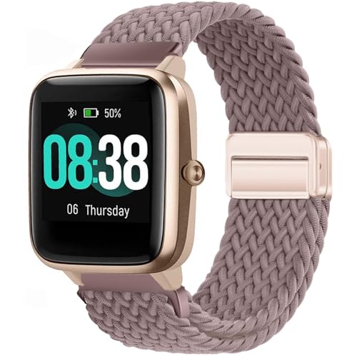 Issinlky Nylon Geflechtband für Veryfitpro ID205L, 19mm elastisches Armband für GRV FC1 IDW15 ID205S ID205G ID215G ID216 ID205L YM205L Uwatch3 Ufit GT BV205L TE021 SW020 SW021 SW023 Smartwatch von Issinlky