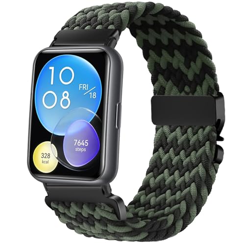 Issinlky Nylon geflochtene armband kompatibel mit Huawei Watch Fit 2, elastische Sportarmband für Huawei Fit 2 Frauen Männer von Issinlky