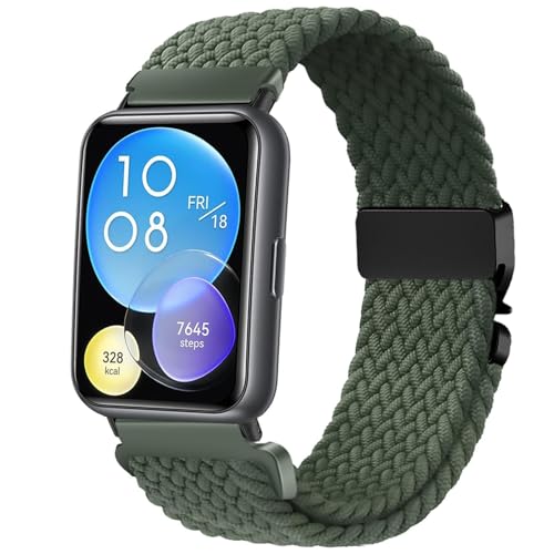 Issinlky Nylon geflochtene armband kompatibel mit Huawei Watch Fit 2, elastische Sportarmband für Huawei Fit 2 Frauen Männer von Issinlky
