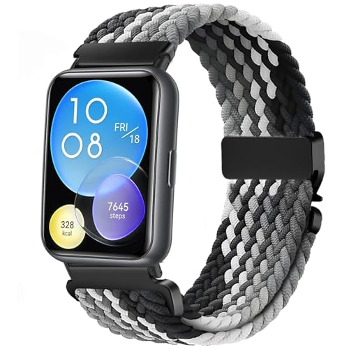 Issinlky Nylon geflochtene armband kompatibel mit Huawei Watch Fit 2, elastische Sportarmband für Huawei Fit 2 Frauen Männer von Issinlky