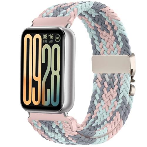 Issinlky Nylon geflochtenes armband Kompatibel mit Redmi Watch 4/5, Elastisches Sportband für Xiaomi Watch 8 Pro/9 Pro Frauen Männer von Issinlky