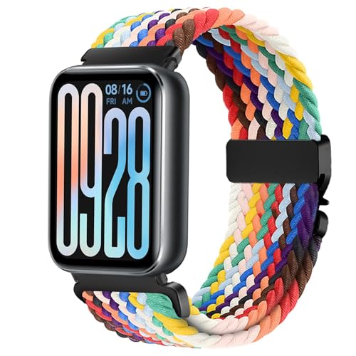 Issinlky Nylon geflochtenes armband Kompatibel mit Redmi Watch 4/5, Elastisches Sportband für Xiaomi Watch 8 Pro/9 Pro Frauen Männer von Issinlky