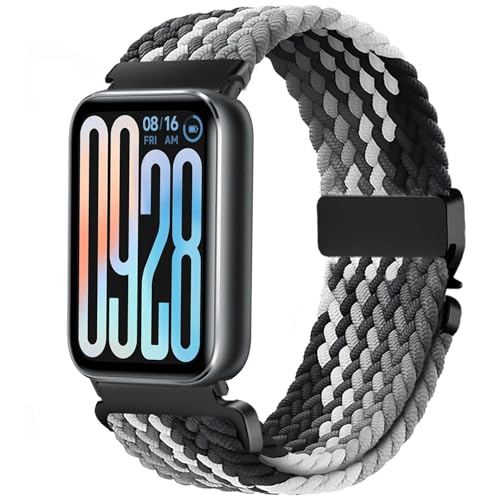Issinlky Nylon geflochtenes armband Kompatibel mit Redmi Watch 4/5, Elastisches Sportband für Xiaomi Watch 8 Pro/9 Pro Frauen Männer von Issinlky
