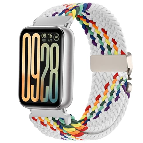 Issinlky Nylon geflochtenes armband Kompatibel mit Redmi Watch 4/5, Elastisches Sportband für Xiaomi Watch 8 Pro/9 Pro Frauen Männer von Issinlky