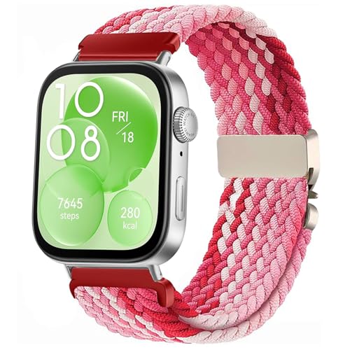 Issinlky Nylon geflochtenes armband Kompatibel mit Huawei Watch Fit 4 Pro/4/3, Elastisches Sportband für Huawei Fit 4 Pro/4/3 Frauen Männer von Issinlky
