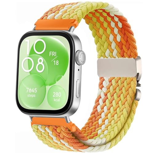Issinlky Nylon geflochtenes armband Kompatibel mit Huawei Watch Fit 4 Pro/4/3, Elastisches Sportband für Huawei Fit 4 Pro/4/3 Frauen Männer von Issinlky