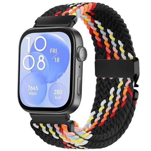 Issinlky Nylon geflochtenes armband Kompatibel mit Huawei Watch Fit 4 Pro/4/3, Elastisches Sportband für Huawei Fit 4 Pro/4/3 Frauen Männer von Issinlky