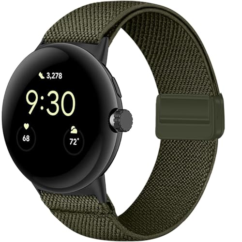 Issinlky Nylonband Kompatibel mit Google Pixel Watch 2, Verstellbares Magnetisches Dehnbares armband für Google Pixel Watch/Google Pixel Watch 2 Männer Frauen von Issinlky