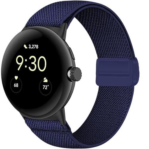 Issinlky Nylonband Kompatibel mit Google Pixel Watch 2, Verstellbares Magnetisches Dehnbares armband für Google Pixel Watch 3 41mm/Google Pixel Watch/Google Pixel Watch 2 Männer Frauen von Issinlky