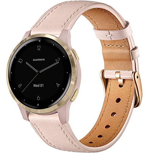 Issinlky echtes Lederarmband kompatibel Garmin Venu 2S/Venu 3S,Vivoactive 4S,Garmin Vivoactive 3S,18mm Armband für Fossil Women's Gen 5E 42 mm, Gen 6 42 mm, Fossile Q Venture Gen 3/Gen 4 von Issinlky