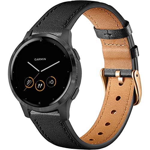 Issinlky echtes Lederarmband kompatibel Garmin Venu 2S/Venu 3S,Vivoactive 4S,Garmin Vivoactive 3S,18mm Armband für Fossil Women's Gen 5E 42 mm, Gen 6 42 mm, Fossile Q Venture Gen 3/Gen 4 von Issinlky