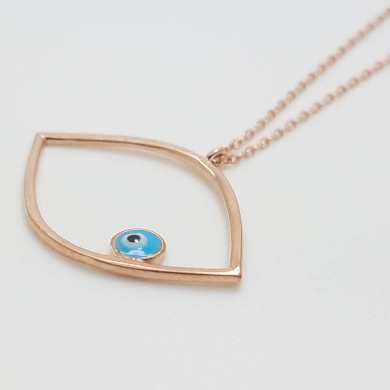 925 Sterling Silber Rose Gold Damen Halskette Handgemachte Blaue Sendeauge Viel Glück Charme Nazar Boncugu Verstellbar von IstanblueJewelry