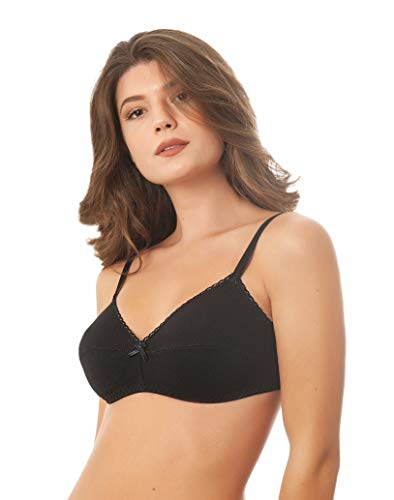 Istintiva Laura - Bügelloser BH aus Reiner, hypoallergener Baumwolle für empfindliche Brüste und sanften Halt - Ungepolsterte Softcups - Schwarz 85C von Istintiva