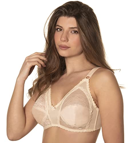 Istintiva Carmen - Bügelloser BH mit Spitze für große Brüste und maximalen Halt - Leicht wattierte Softcups - Beige 90C von Istintiva