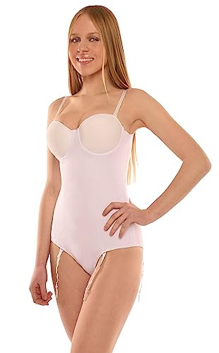 Istintiva Dalila - Figurformender Body Shaper Damen mit eleganten, abnehmbaren Strapsen - Vorgeformte Cups mit Bügel - Weiß 100C von Istintiva