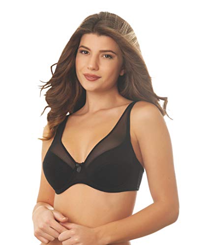 Istintiva Giulia - Bügel-BH mit halbtransparenter Tüll-Veredelung für maximalen Halt und Komfort - Leicht wattierte Softcups - Schwarz 75C von Istintiva