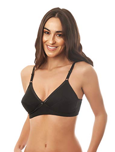Istintiva Valeria – Bügelloser BH aus 100% Baumwolle | Hält sicher ohne einzuengen | Ungepolsterte Körbchen | Schwarz, Größe 90C von Istintiva