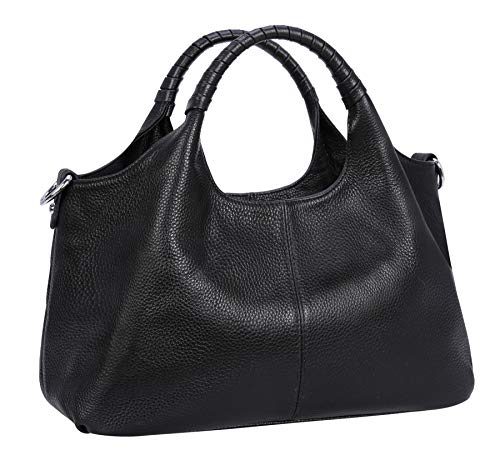 Iswee Damen Handtasche Umhängetasche Hobo Bag, Schwarz von Iswee