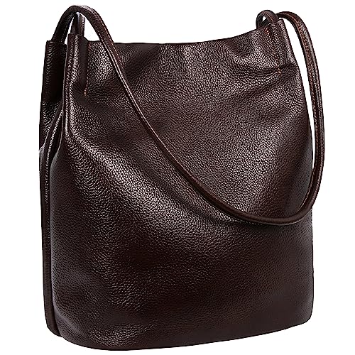 Iswee Damen-Handtasche aus echtem Leder, Schultertasche, Schultertasche, Top-Griff, Umhängetasche, Designer-Damen-Geldbörse, Hobo-Umhängetaschen, Ir011-Kaffee-Lichee von Iswee