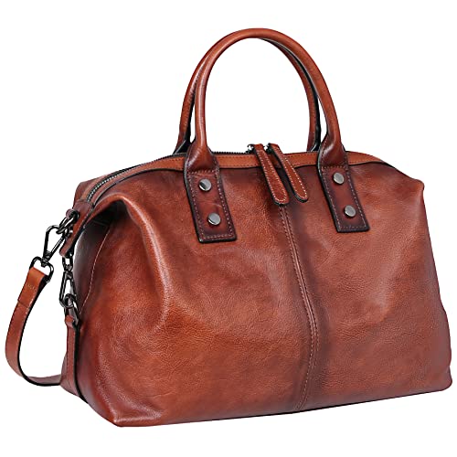 Iswee Große Kapazität Tragetasche Top Handle Schultertasche Medium Designer Hobo Retro Leder Handtasche für Frauen, Braun von Iswee