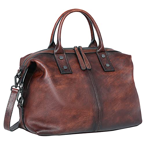 Iswee Umhängetasche aus echtem Leder mit Griff oben, Handtasche, Designer-Umhängetasche, große Kapazität, Umhängetasche, Kaffee, 13.65 (L) x 9.75 (H) x 5.46 (W) von Iswee