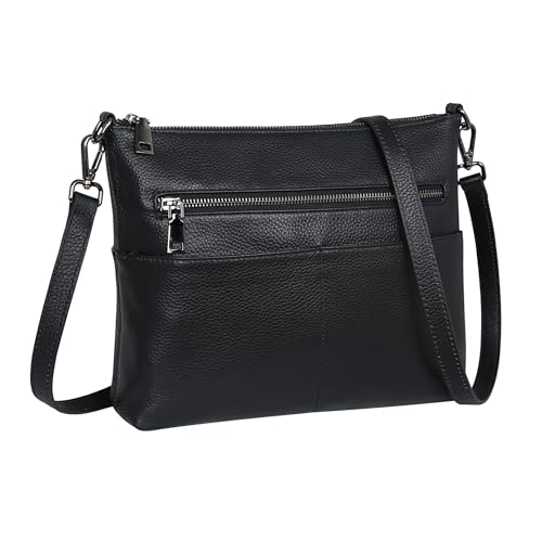 Iswee Umhängetasche für Damen, Leder, modische Designer-Handtaschen, Schwarz, Medium von Iswee