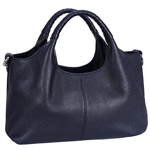 Iswee Womens Leather Handbags Tote Bag Shoulder Bag Top Handle Satchel Designer Ladies Purse Hobo Crossbody Bags (Navy Blue) von Iswee