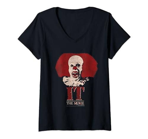 Damen It (1990) Pennywise Clown Logo T-Shirt mit V-Ausschnitt von It (1990)