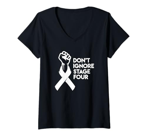 Damen Ignoriere Stufe 4 Power Fist Nicht T-Shirt mit V-Ausschnitt von It Doesn't Have Me Cancer Support