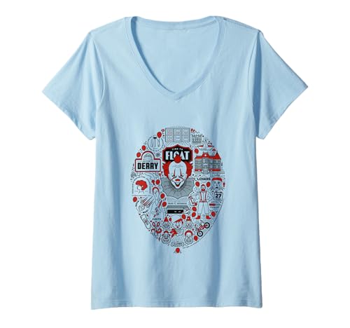 Damen Horror-Ballon-Motiv Float, gruseliger Clown T-Shirt mit V-Ausschnitt Damen Horror-Ballon-Motiv Float, gruseliger Clown T-Shirt mit V-Ausschnitt von It Movie