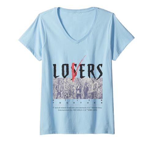 Damen Lovers Together Horrorfilm-Hommage T-Shirt mit V-Ausschnitt Damen Lovers Together Horrorfilm-Hommage T-Shirt mit V-Ausschnitt von It Movie