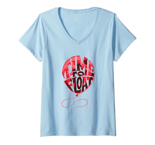 Damen Time to Float Gruseliges Ballon-Design T-Shirt mit V-Ausschnitt Damen Time to Float Gruseliges Ballon-Design T-Shirt mit V-Ausschnitt von It Movie