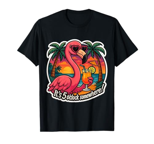 It's 5 O'Clock Somewhere Damen Flamingo Cocktail Vintage T-Shirt It's 5 O'Clock Somewhere Damen Flamingo Cocktail Vintage T-Shirt von It's 5 O'Clock Somewhere Flamingo Cocktail Merch
