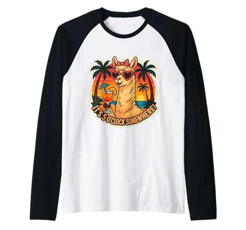 It's 5 O'Clock Somewhere Lustiger Damen Lama Vintage Cocktail Raglan It's 5 O'Clock Somewhere Lustiger Damen Lama Vintage Cocktail Raglan von It's 5 O'Clock Somewhere Llama Cocktail Products