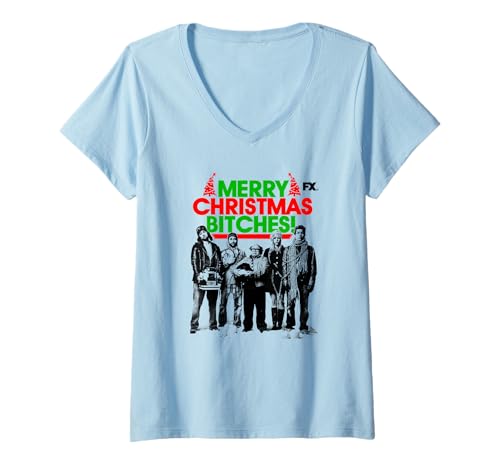 Damen It's Always Sunny Merry Christmas from The Gang Holiday T-Shirt mit V-Ausschnitt Damen It's Always Sunny Merry Christmas from The Gang Holiday T-Shirt mit V-Ausschnitt von It's Always Sunny in Philadelphia