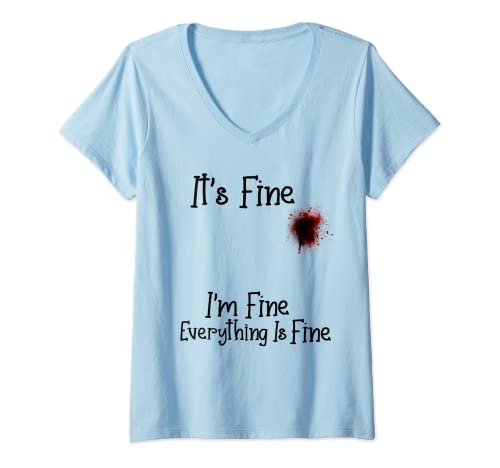 Damen It's Fine I'm Fine Alles ist in Ordnung Halloween Lustiges Blut T-Shirt mit V-Ausschnitt von It's Fine I'm Fine Everything Is Fine Funny Blood