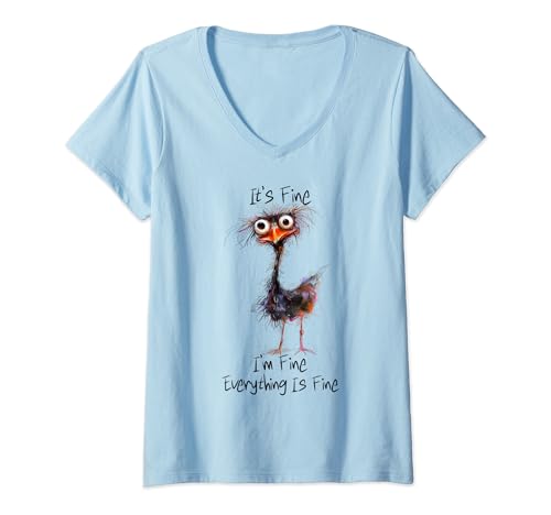 Damen Lustiger Strauß - It's Fine I'm Fine Everything Is Fine T-Shirt mit V-Ausschnitt Damen Lustiger Strauß - It's Fine I'm Fine Everything Is Fine T-Shirt mit V-Ausschnitt von It's Fine I'm Fine Everything Is Fine Vogel Strauß
