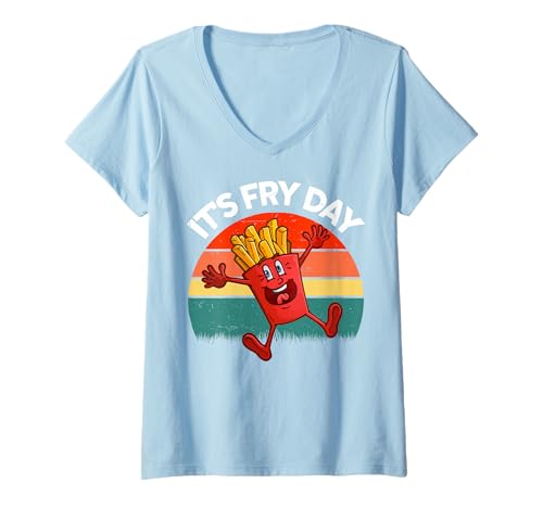 Damen Kleinkind I Love French Fries Its Fry Day Boy Women Funny Kids T-Shirt mit V-Ausschnitt von It's Fry Day Funny Toddler Boy Kids French Fries