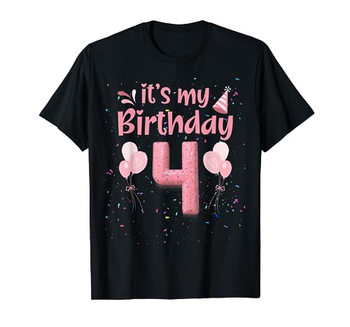 It's My 4th Birthday Donut Happy 4 Years Old Girl Kids T-Shirt von It's My 4th Birthday Girls 4 Years Old Donut