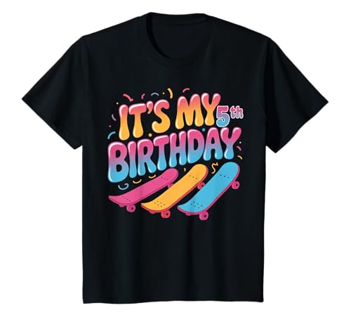 Kinder Skateboard 5. Geburtstag Skateboarding 5 Jahre alt Mottoparty T-Shirt Kinder Skateboard 5. Geburtstag Skateboarding 5 Jahre alt Mottoparty T-Shirt von It's My 5th Birthday Skateboard