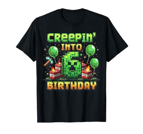 It's My 6th Birthday Boy Gamer Creepin' Into 6 Gamer Pixel T-Shirt It's My 6th Birthday Boy Gamer Creepin' Into 6 Gamer Pixel T-Shirt von It's My 6th Birthday Creepin’ Into 6 Gamer Pixel