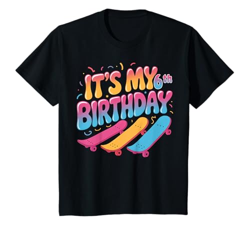 Kinder Skateboard 6. Geburtstag Skateboarding 6 Jahre alt Mottoparty T-Shirt Kinder Skateboard 6. Geburtstag Skateboarding 6 Jahre alt Mottoparty T-Shirt von It's My 6th Birthday Skateboard