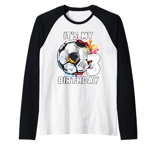 Kinder-Fußball-Geburtstagsparty zum 3. Geburtstag Raglan von It's My Birthday Soccer Party Gifts & Apparel
