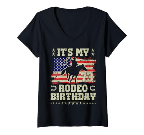 Damen It’s My 73rd Rodeo Birthday Western Rodeo Cowboy Matching T-Shirt mit V-Ausschnitt von It’s My Rodeo Birthday Western Rodeo Cool Tee