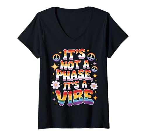 Damen It's Not A Phase LGBTQIA+ Pride Month T-Shirt mit V-Ausschnitt von It’s Not A Phase LGBTQIA+ Pride Month Gifts & Tees