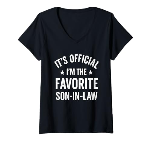 Damen It's Official I'm The Favorite Son in Law Lustiger Spruch T-Shirt mit V-Ausschnitt Damen It's Official I'm The Favorite Son in Law Lustiger Spruch T-Shirt mit V-Ausschnitt von It's Official I'm The Favorite Son in Law Humor