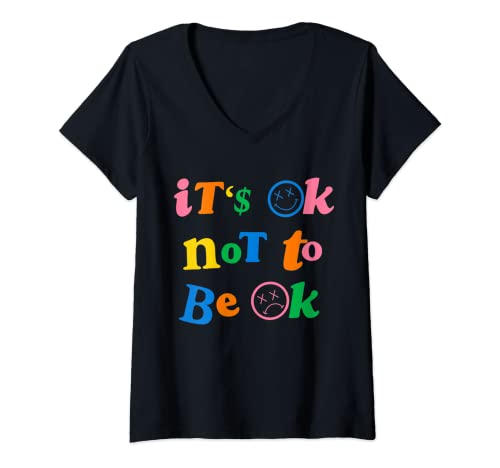Damen Es ist ok, nicht in Ordnung zu sein T-Shirt mit V-Ausschnitt von It's Ok, Not To Be Ok Trendy Asthetic Men & Women
